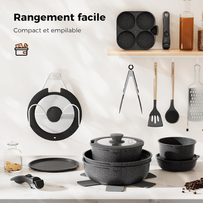 Batterie de cuisine 20 pièces, sans PFOA