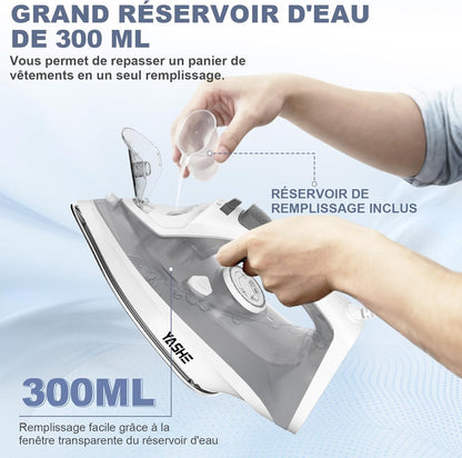 Fer à Repasser 2300 W avec Semelle Antiadhésive à Chauffage Rapide
