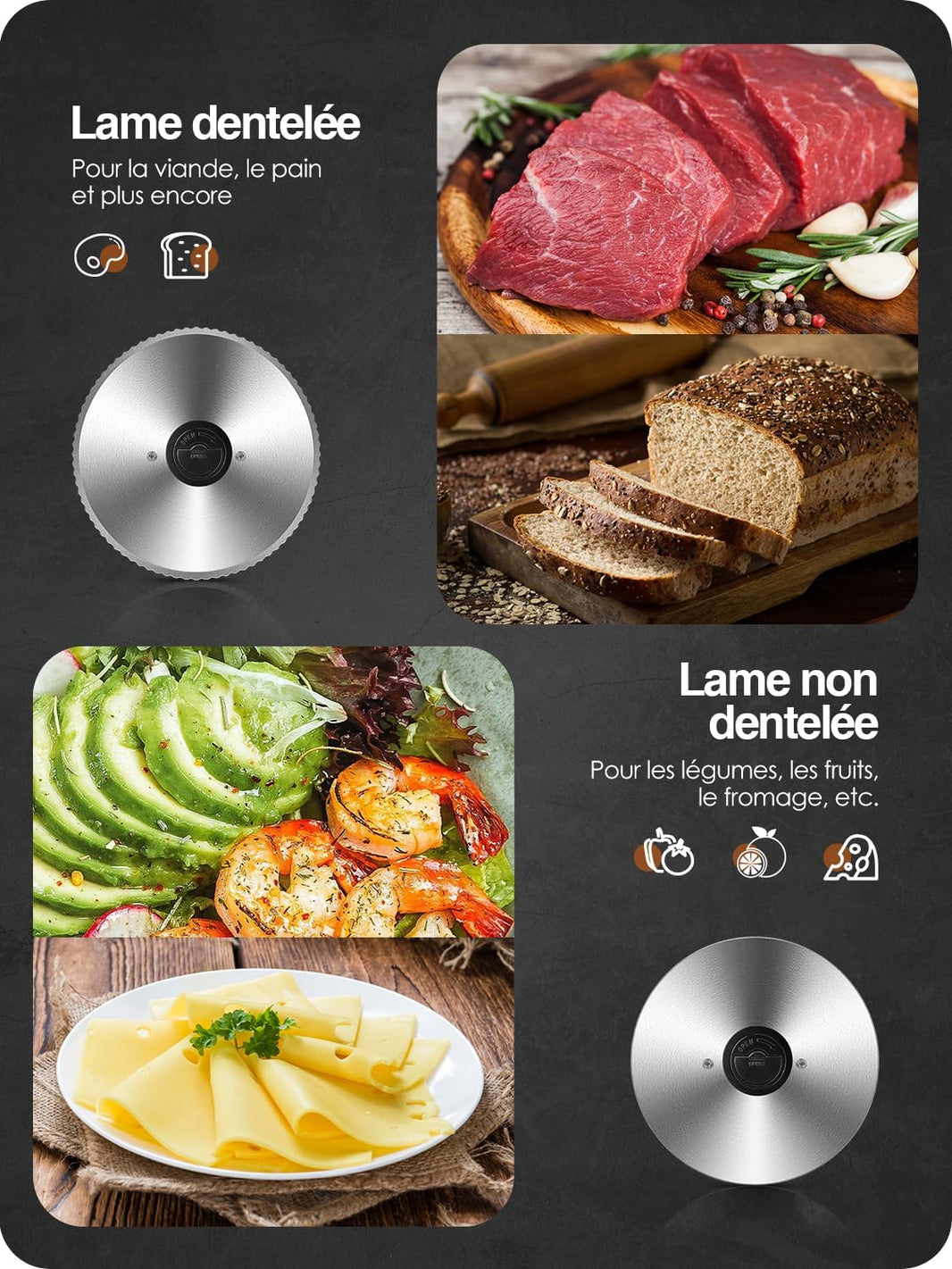 Trancheuse Électrique, Trancheuse à Viande et Pain de 250W