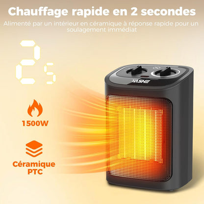 Radiateur Electrique PTC 1500W, Mode Éco, 3 Niveaux