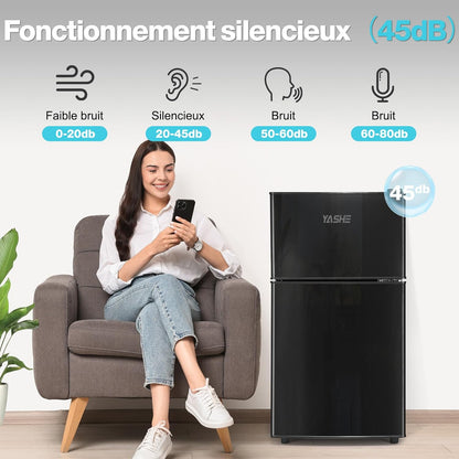 86L Mini-Réfrigérateur avec Congélateur, frigo Double Porte avec Congélateur Supérieur