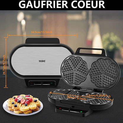 Macchina per waffle a forma di cuore, 10 waffle classici a forma di cuore con rivestimento antiaderente