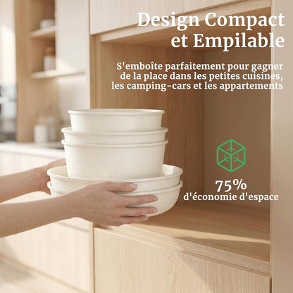 20 Pièces Set de Poêles et Casseroles Antiadhésives