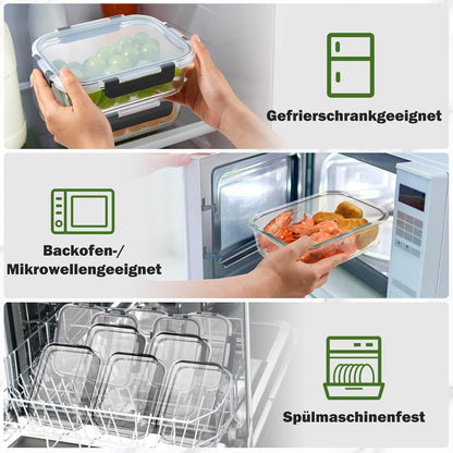 Lot de 5 Lunch Box Verre Réutilisables, Sans BPA