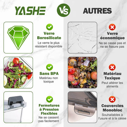 Lot de 12 Lunch Box Verre Réutilisables, Sans BPA