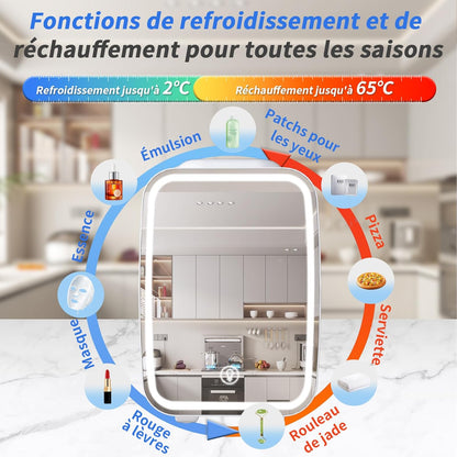 Mini frigo portatile da 4 litri, frigo per prodotti skincare con specchio LED