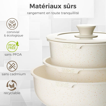Batterie de cuisine 9 pièces, sans PFOA