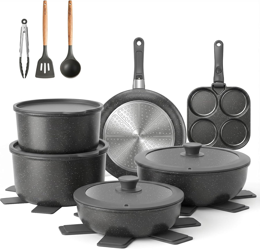 20 Pièces Set de Poêles et Casseroles Antiadhésives