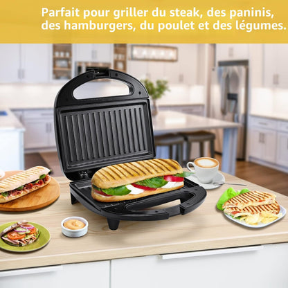 Grill Panini, 750W Appareil Panini avec Plaques Anti-adhésif