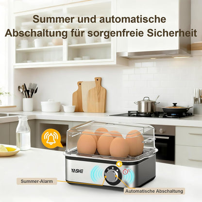 Egg cooker, 8-egg capacity, stainless steel