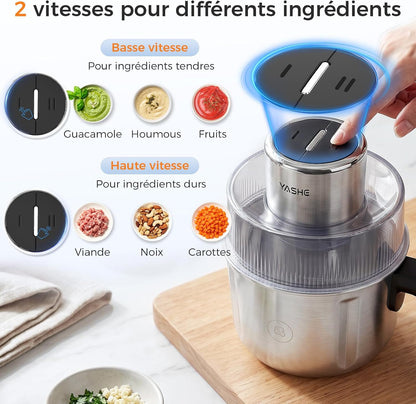Hachoir Électrique avec 3 Bols pour Viande, Légumes et Sauces