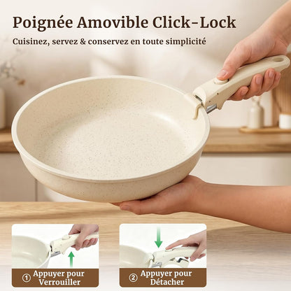 20 Pièces Set de Poêles et Casseroles Antiadhésives