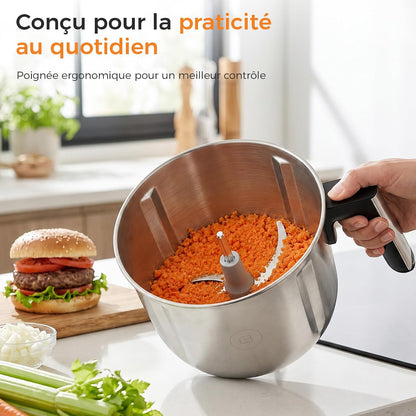 Hachoir Électrique avec 3 Bols pour Viande, Légumes et Sauces
