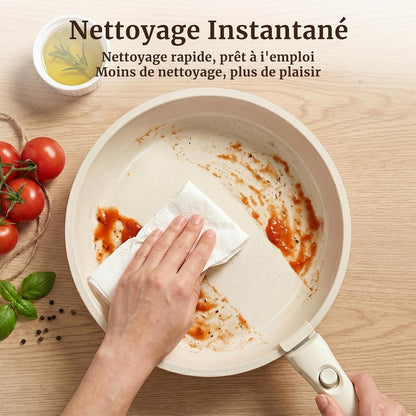 20 Pièces Set de Poêles et Casseroles Antiadhésives