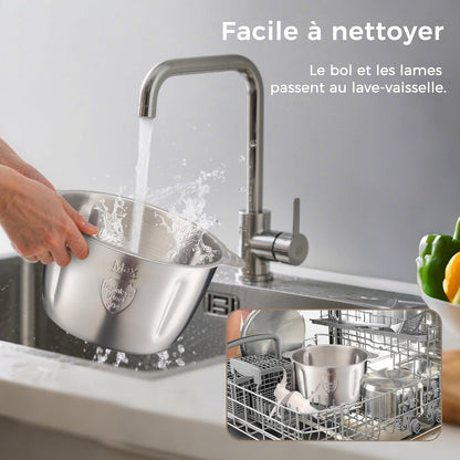 Hachoir Électrique 500W, Robot de Cuisine avec Bol en Acier Inoxydable 1,8L