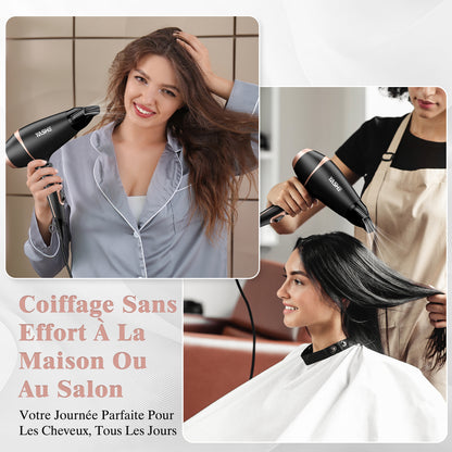 Sèche-cheveux professionnel, 2 vitesses et 3 niveaux de température