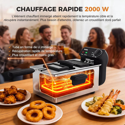 Friteuse Électrique 3,2 L, 1500 W, Température Réglable