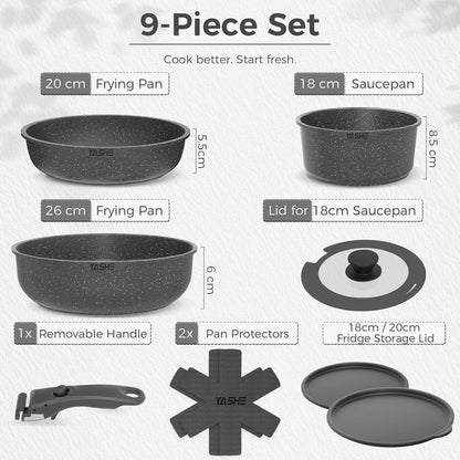 Batterie de cuisine 9 pièces, sans PFOA