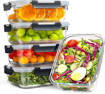 Set di 12 Contenitori per Alimenti in Vetro Riutilizzabili, Senza BPA