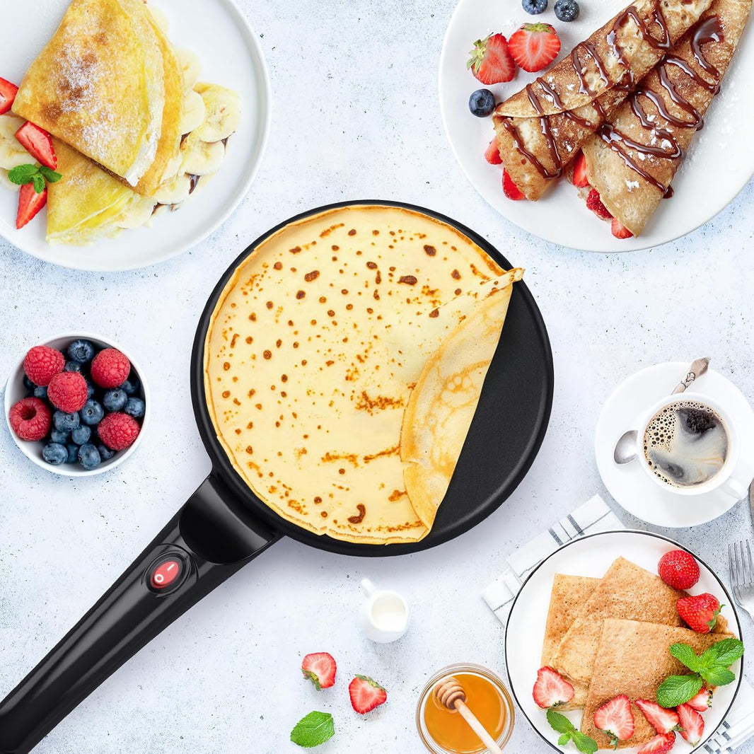 Crepiere Electrique, Crepiere Electrique antiadhésif, machine à roti portable 800W pour la maison