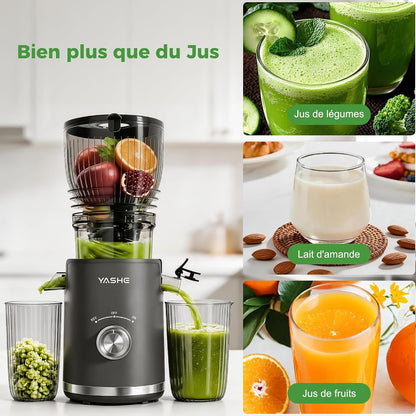 Extracteur de Jus Lent 300W, Goulotte 148 mm pour Fruits et Légumes Entiers