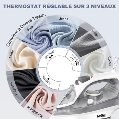 Fer à Repasser 2300 W avec Semelle Antiadhésive à Chauffage Rapide