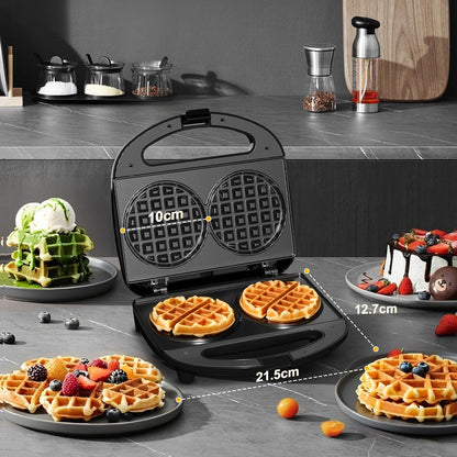 Mini Double Waffle Maker, Non-Stick Waffle Machine