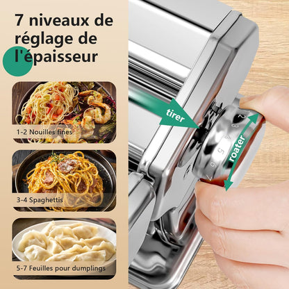 Machine à Pâtes Manuelle, 7 Épaisseurs Réglables