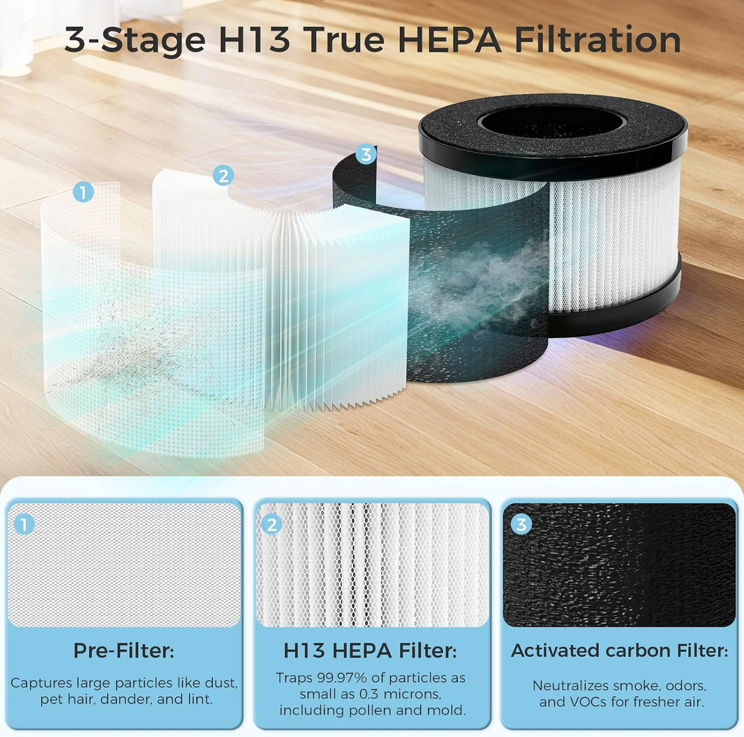 BKJ-5 Lot de 2 filtres HEPA H13 de rechange pour purificateur d'air BKJ-5