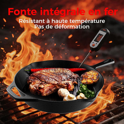 Poêle en Fonte – Poêle Robuste pour Œufs, Omelettes & Plus