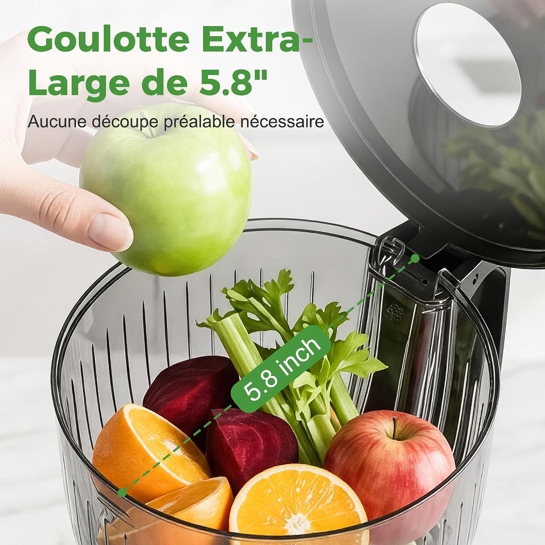 Extracteur de Jus Lent 300W, Goulotte 148 mm pour Fruits et Légumes Entiers