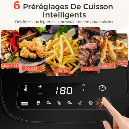 Air Fryer 4,2 L-Friteuse sans huile, Jusqu’à 4 personnes, 6 Programmes LED