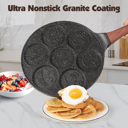 Poêle à Pancakes en Forme de Sourire, Poêle à Crêpes Antidérapante à 7 Trous