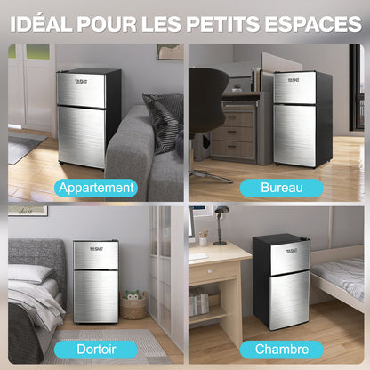 86L Mini-Réfrigérateur avec Congélateur, frigo Double Porte avec Congélateur Supérieur
