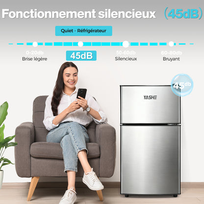 86L Mini-Réfrigérateur avec Congélateur, frigo Double Porte avec Congélateur Supérieur