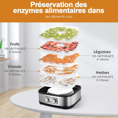 Dehydrator, 5 Height-Adjustable Trays