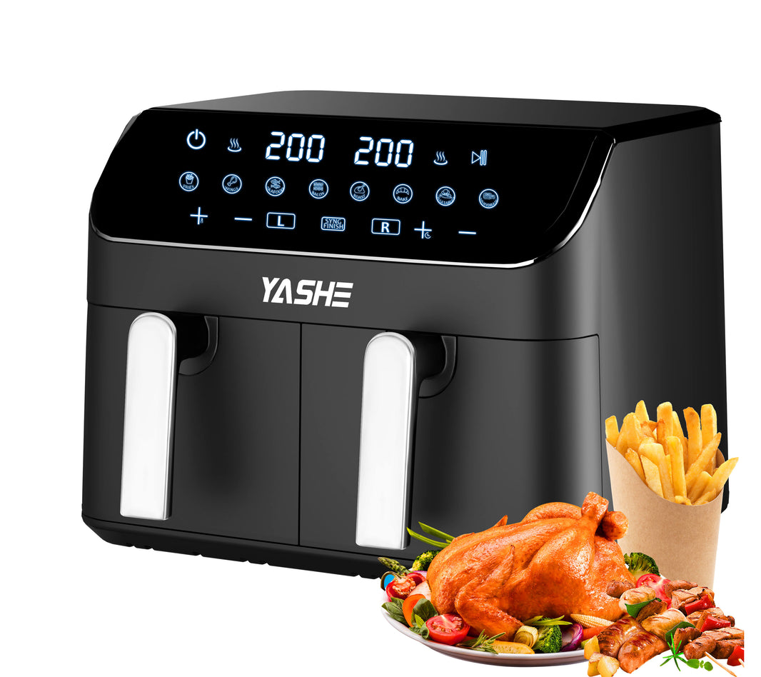 Air Fryer 2 Compartiments, 9L Friteuse Sans Huile avec 2 Tiroirs