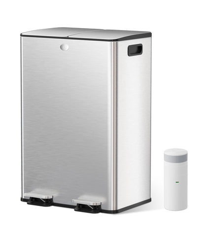 Poubelle à Double Compartiment avec Couvercle, 2x30L