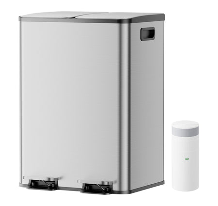 Pattumiera a doppio scomparto con coperchio, 2x20L