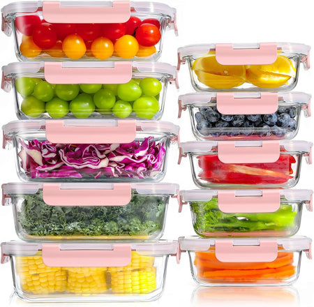 Lot de 10 Lunch Box Verre Réutilisables, Sans BPA