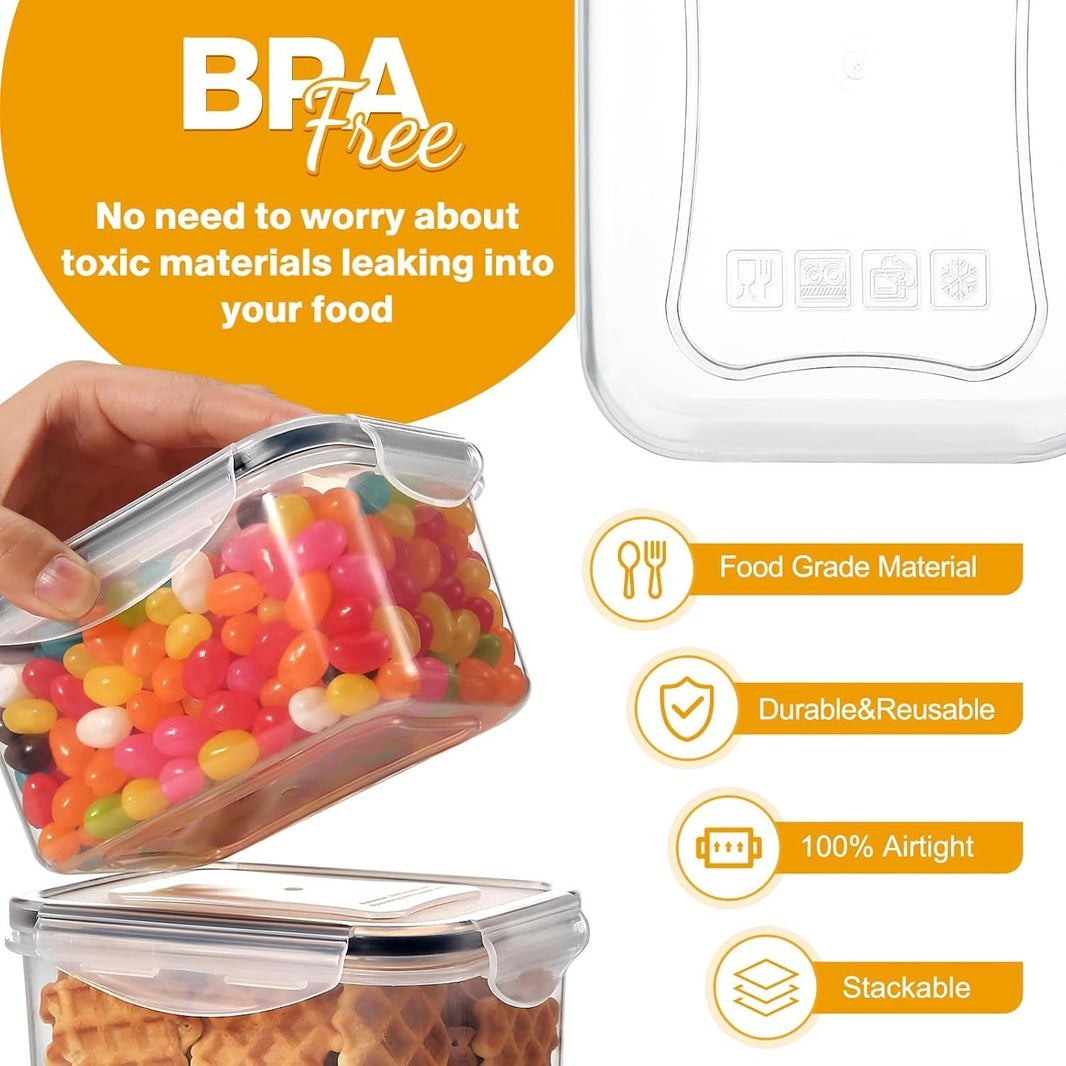 16 Boîtes Alimentaires en Plastique Sans BPA avec Couvercles