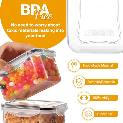 16 Boîtes Alimentaires en Plastique Sans BPA avec Couvercles