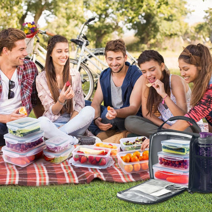 Boîte Alimentaire Set, 12 Pièces Boîtes Alimentaires Plastique Réutilisables avec Couvercles Hermétiques