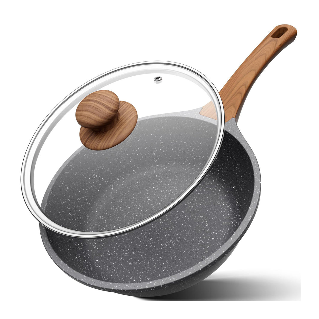 Tegame alto con coperchio – Pentola antiaderente in granito, compatibile con l'induzione
