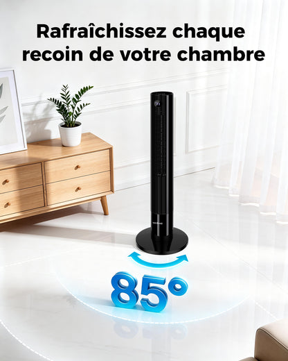 Ventilateur tour numérique , 3 vitesses-oscillation-minuterie- mode nuit- télécommande- afficheur LED éteignable