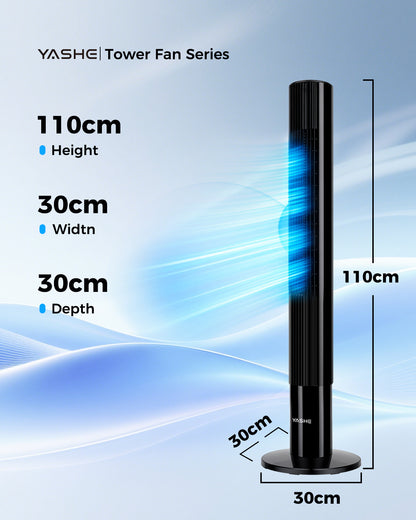 Ventilateur tour silencieux , 3 vitesses-oscillation- minuterie-mode nuit-télécommande-afficheur LED éteignable
